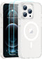 SUPFINE iPhone 12 Pro Max Clear Case, Ultra Slim, Compatible with MagSafe, Never Yellow with 2X Tempered Glass Protector