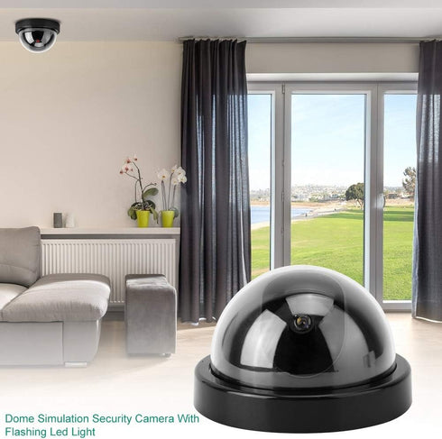 Dummy Fake Security Camera, CCTV Dome Camera with Flashing Led Light (4pcs) (Black)
