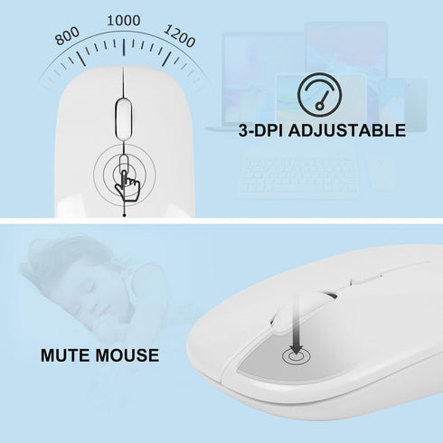 Bluetooth Keyboard and Mouse Combo - Ultra-Slim Portable Rechargeable Wireless Set for iPad, Mac OS, Android