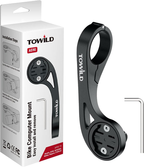 towild AS90 Out Front Bike Mount for Garmin Bike Computer/XOSSG/G+/iGPSPORT, Sturdy Non-Slip Mount Arm Fits 31.8MM