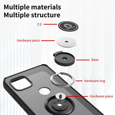 TJS Compatible with Motorola Moto One 5G Ace 2021 Case, Heavy Duty Protector Phone Case with Tempered Glass Screen