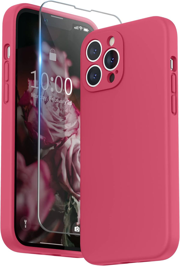 SURPHY Liquid Silicone Case for iPhone 13 Pro Max with Screen Protector, Camera Protection + Soft Microfiber Lining,