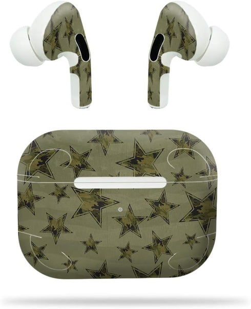 MightySkins Compatible with Apple Airpods Pro - Army Star, Protective Vinyl Decal Wrap Cover, Easy to Apply and Remove