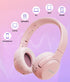 Kids Wireless Headphones 60H, Foldable On Ear Headphone with MIC, Volume Limiter 85dB/94dB for School, Pink