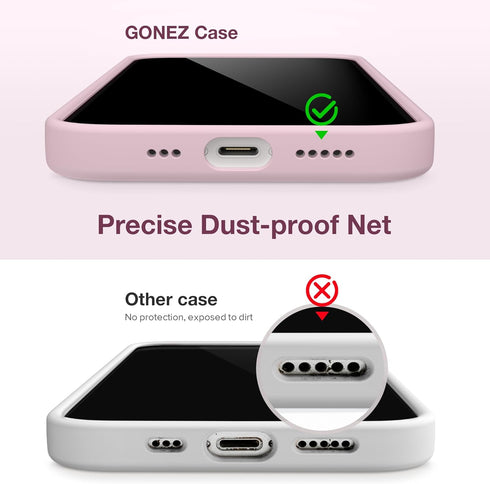 GONEZ iPhone 14 Case Silicone, Shockproof Protective Phone Cover with 2X Screen Protector + 2X Camera Lens Protector,