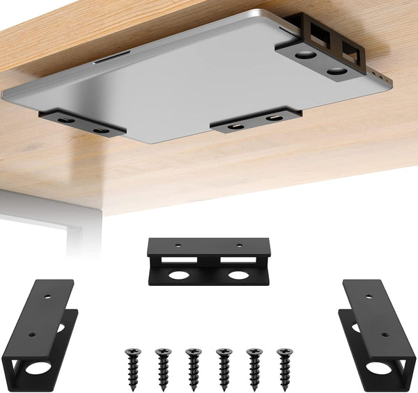 3 PCS Under Desk Laptop Mount with Anti-Scratch Felt Board, Durable Holder Tray for Laptop Storage