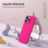 ORNARTO Slim Liquid Silicone Case for iPhone 14 Pro 6.1, Hot Pink, 3 Layers Full Covered Soft Gel Rubber Protective