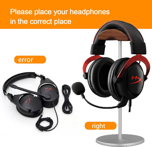 Micool Headphone Stand, Aluminium and Wood Gaming Headset Holder for All Size Headphones with Heavy Base