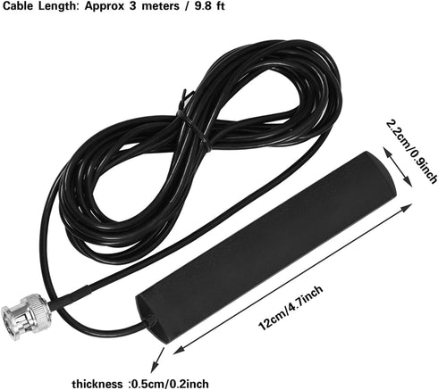 Bewinner 3 Meters / 9.8 ft Mobile Radio Antenna - 30MHz -1200MHz Wideband Scanner Glass Mount with BNC Connector