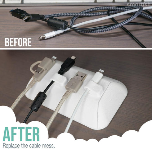 Smartish Magnetic Cord Holder, Bigger Cable Wrangler Organizer with Magnet Clips for Charger Management, Snow Day White