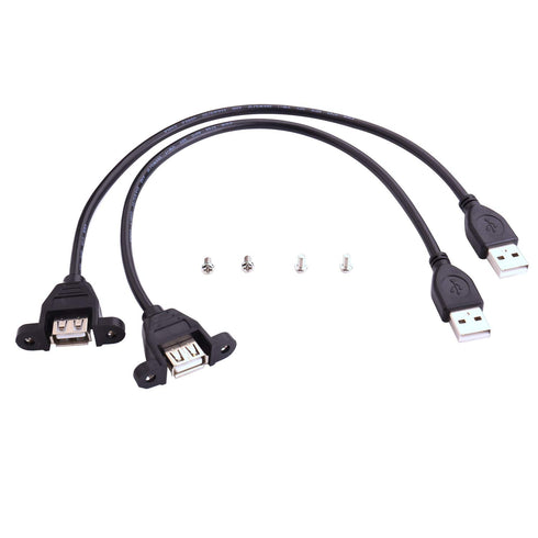 iGreely USB Extension Cable 2Pack, 1Ft/30cm USB 2.0 Panel-Mount Type A Male to Type A Female Cable