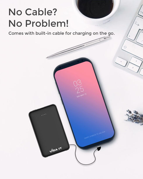 Vida IT Compact Power Bank Portable Charger for Samsung Galaxy S22 S21 S10 S7 Edge, 5000mAh