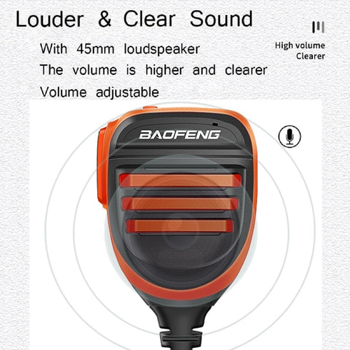 BAOFENG BF-F8HP Waterproof Dual PTT Handheld Microphone Speaker, Upgrade of Original BF Mic for GMRS Ham Radio