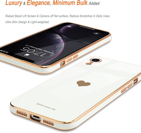 Teageo Compatible with iPhone Xr Case for Women Girl, Cute Love-Heart Luxury Bling Soft Back Cover for iPhone Xr