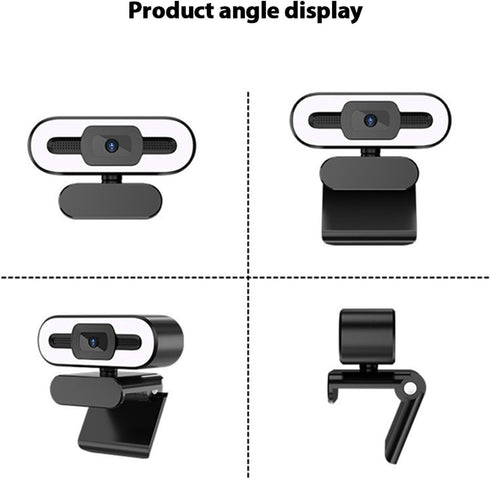 Yoidesu 1080P Webcam for PC, HD Webcam with Adjustable Ring Light and Microphone, Rotatable Wide Angle Camera, Plug