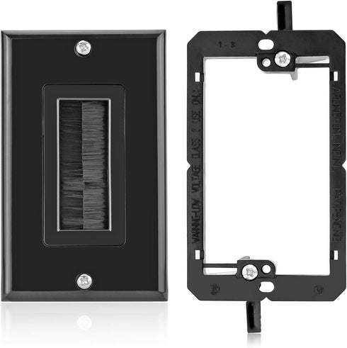 Brush Wall Plate Decora Style, Cable Pass Through Faceplate Insert for Wires, Single Gang Wall Socket