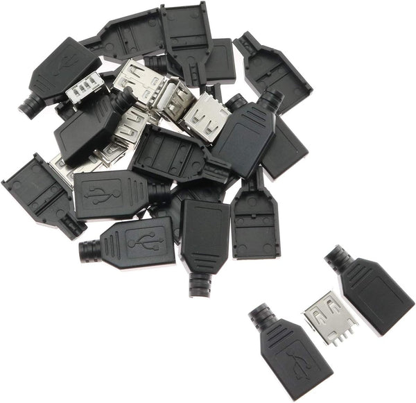 Maxmoral 10pcs USB 2.0 Connector Type A Female Port Socket with Black Plastic Cover for DIY