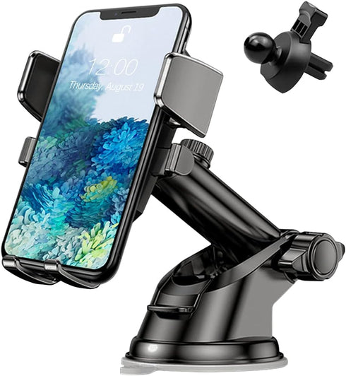 Phone Holder for Car, 360° Rotatable Car Phone Mount for Windshield Dashboard Air Vent, Universal for All Cell Phones