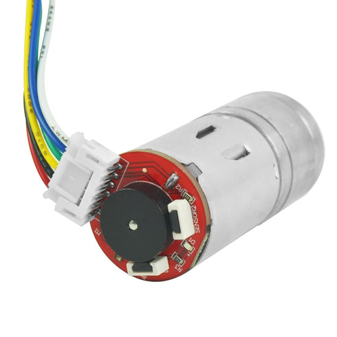 2Pcs 12V 100RPM 1:45 Gear Motor with Encoder DC Gear Ratio D Shaft Metal Encoder Gear Motor Silver for Smart car/Robot