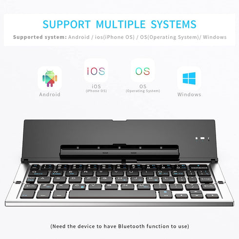 Geyes Bluetooth Keyboard Foldable - Portable Wireless Keyboard with Aluminum Alloy Housing for Tablets and Smartphones