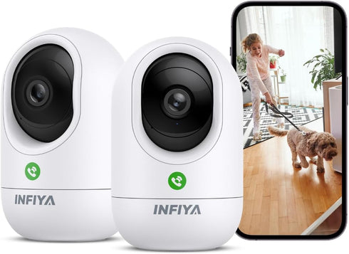 INFIYA 2K Security Camera Indoor-360 Cameras for Home Security and One-Tap Call, Elderly/Cat/Baby/Nanny,