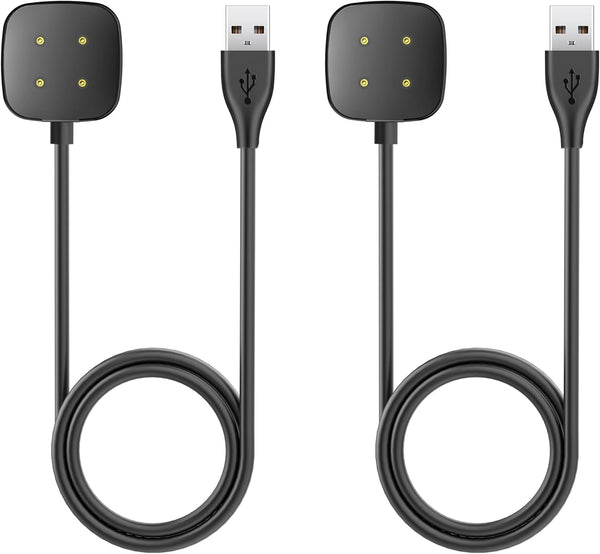 Compatible with Fitbit Sense/Sense 2/Versa 3/Versa 4 Charger, 2 Pack Replacement USB Charging Cable Dock Stand for