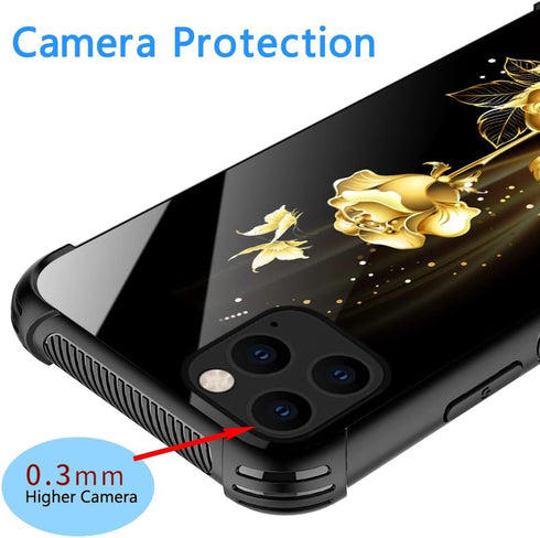 TnXee Case Compatible with iPhone XR Case, Golden Butterfly Rose Flower Case for iPhone XR Cases for Man Women Gifts Pattern Design Case