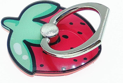 Crystal Flower Fruit Shape Ring Stent, 360° Rotation Finger Ring Grip Cell Phone Holder Stand (Strawberry)