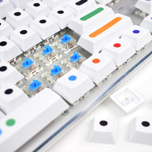 MOLGRIA Keycaps, GMK Dots White 129 Set for 60/65/80/100 Percent Keyboard, Custom PBT Cherry Profile KeyCaps for