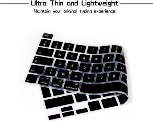 HRH French Language AZERTY Silicone Keyboard Cover Protector for MacBook Pro 13" 2020 and 16" 2019