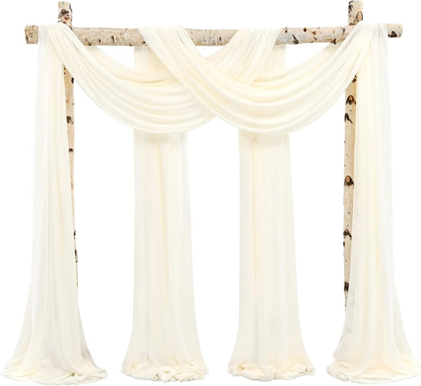 Wedding Arch Draping Fabric, 4 Panels 28" x 19ft Ivory Wedding Arch Drapes for Ceremony, Sheer Backdrop
