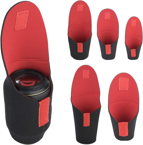 Lens Pouch Bag, 5pcs Camera Lens Storage Bag, Protective Shockproof Pouch Set for SLR Camera Lens