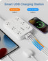 LENCENT 2 Prong Power Strip, 3 to 2 Prong Outlet Adapter, 6ft Braided Extension Cord with Thin Flat Plug, 6 AC & 4 USB