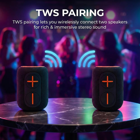 iphoenix IP160 IPX6 5 12H Portable Bluetooth Speaker, Stereo Sound & Deep Bass, Waterproof, Dynamic RGB Lights