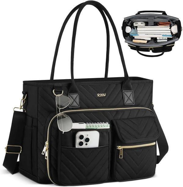Teacher Tote Bag for Women,Work Bag with Laptop Compartment and Shoulder Strap,Computer
