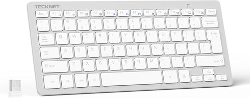 TECKNET 2.4G Wireless Keyboard, Ultra Slim Compact USB Keyboard with Media Hotkeys, Silent for Laptop PC Desktop Smart
