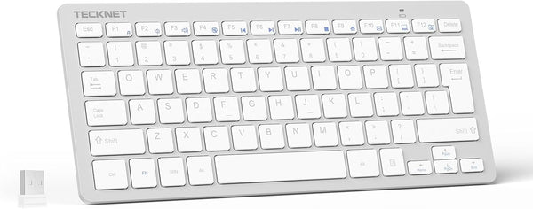 TECKNET 2.4G Wireless Keyboard, Ultra Slim Compact USB Keyboard with Media Hotkeys, Silent for Laptop PC Desktop Smart