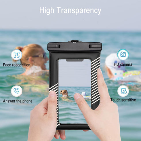Waterproof Phone Pouch 2pcs (S+L), IPX8 Floating Case for iPhone 15 14 Pro 13 12, Samsung S24 S23 S22, White