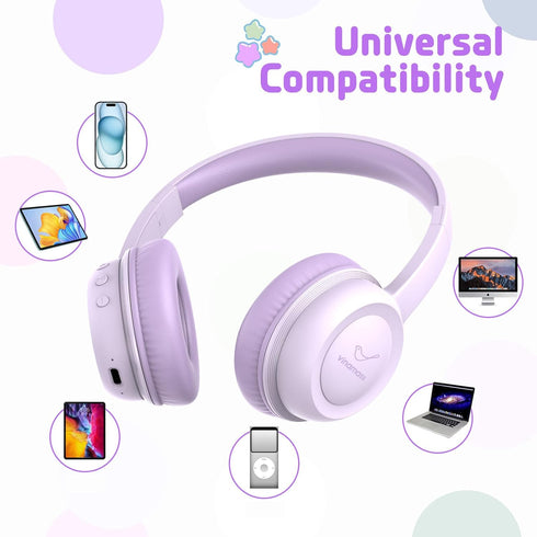 Kids Bluetooth Headphones, Wireless Over-Ear Headphone with 85dB Volume Limiter, 30H Playtime, Adjustable Headband for