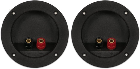 Goldwood RGT-4025-2 Sound Speaker Box Terminal Cups, 2 Round Power Speaker Terminal Plates, Black