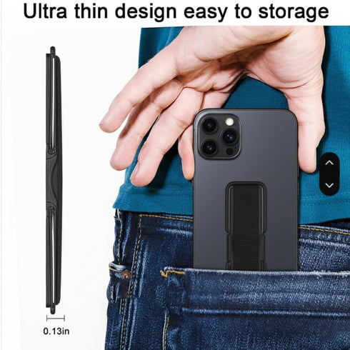 Generic Elastic Phone Grip Holder Strap with Metal Frame Slim Anti-Slip Finger Strap for Smartphones, Universal