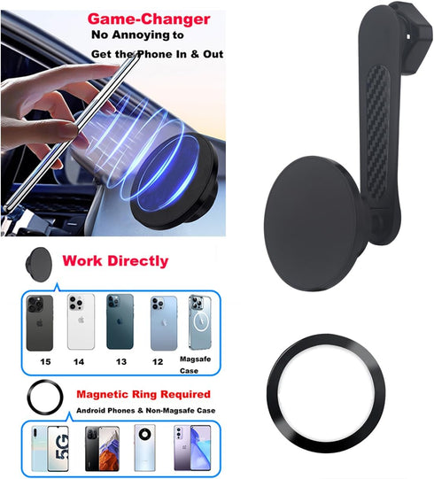Rigdance 17mm (4.26" Magnetic Ball Phone Mount Holder for Magsafe Phones, with Aluminium Extension Arm for Car Air Vent