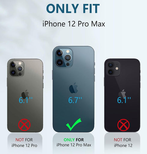 FNTCASE for iPhone 12-Pro-Max Phone Case: Military Grade Drop Proof Protection Mobile Cover with Kickstand | Matte Textured Rugged Shockproof TPU | Protective Sturdy Cases - Black