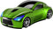 2.4GHz Wireless Optical Mouse in Cool Sport Car Shape, Green, 1600DPI, 3 Buttons, USB Receiver for PC Laptop