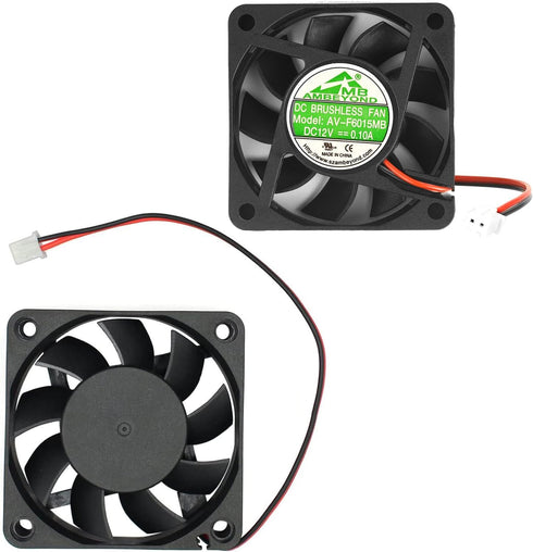 60mm x 60mm x 15mm 6015 12V DC 0.10A Ball Bearing Brushless Cooling Fan, 2pin AV-F6015MB UL TUV