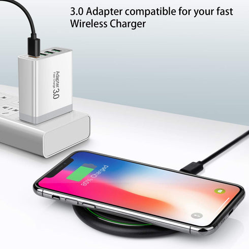 iSeekerKit 3-Pack Fast 3.0 Wall Charger - 4 Ports USB Wall Charger Adapter for Samsung Galaxy and iPhone