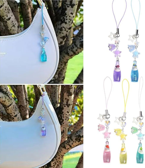 JSGHGDF Backpack Crystal Bead Water Bottle Charm Pendant Keychain Star Flower Beaded Phone Lanyard Lightweight Pendant