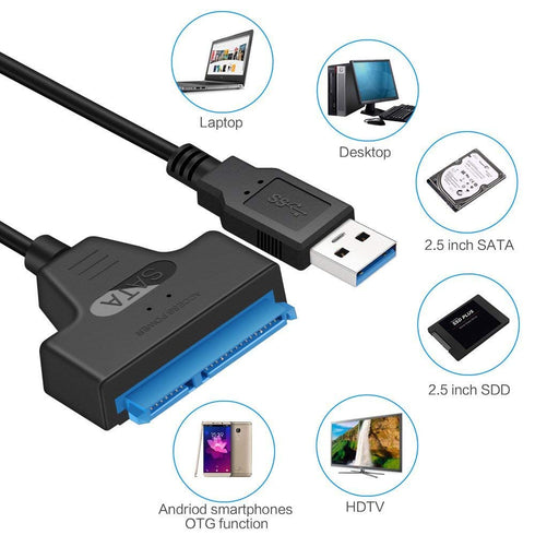 SATA to USB 3.0 Adapter Cable for 2.5 Inch Hard Drive HDD/SSD Data Transfer, External Converter Support UASP