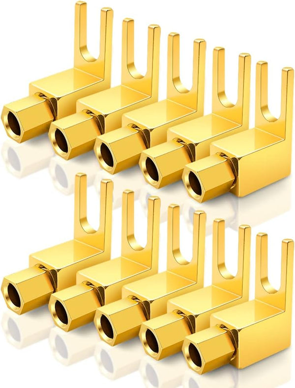 HiFi Banana Plug to Spade Adapter - Vintage Speaker Amplifier Connectors (10-Pack)