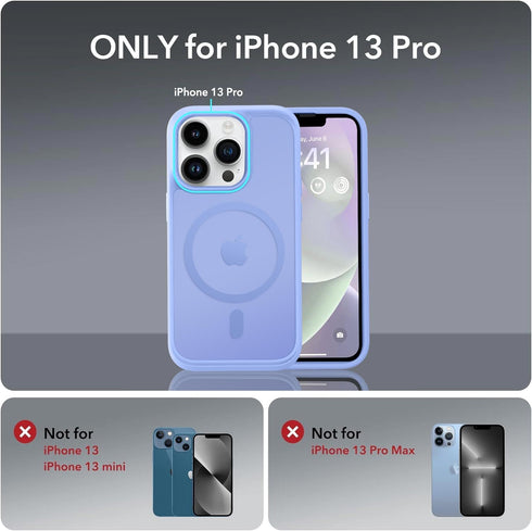 iPhone 13 Pro Case - Blue, Mil-Grade Shockproof, Strong Magnetic, with Screen & Camera Lens Protectors, Compatible with